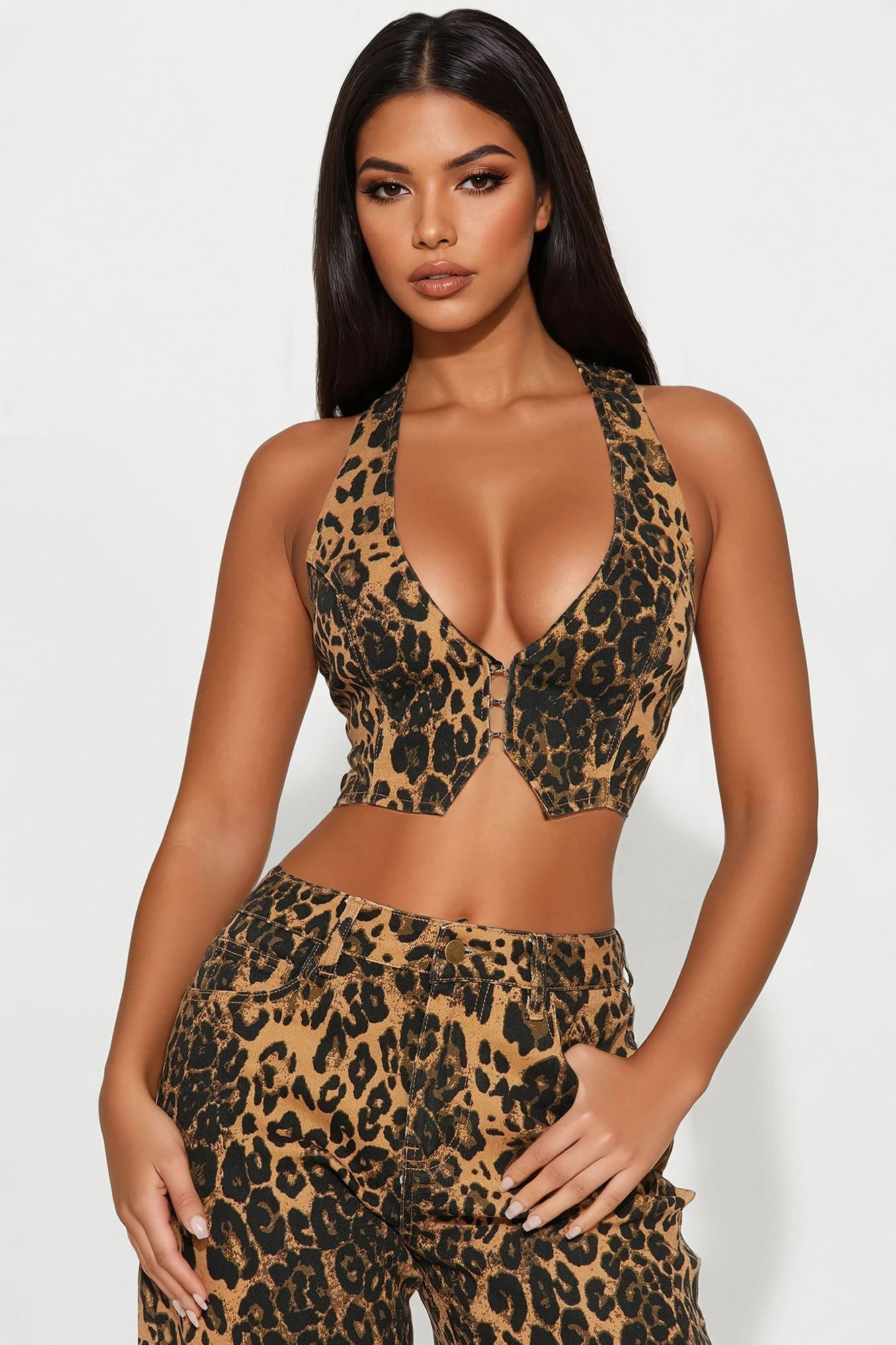 Born To Dance Leopard Jort Set - Brown/combo