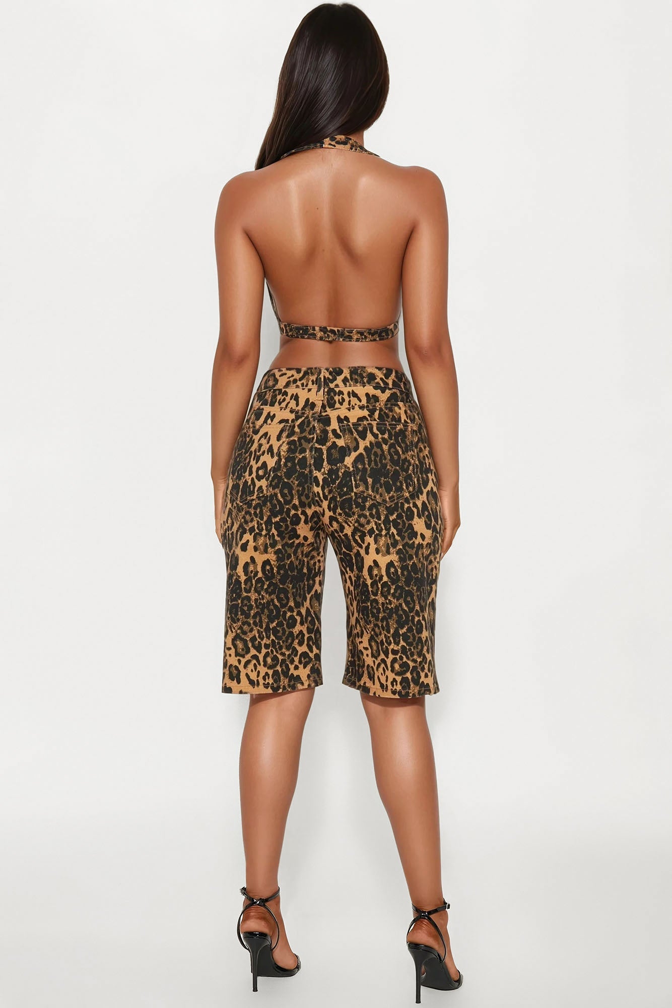 Born To Dance Leopard Jort Set - Brown/combo