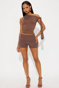 Lounging Around Sweater Short - Chocolate