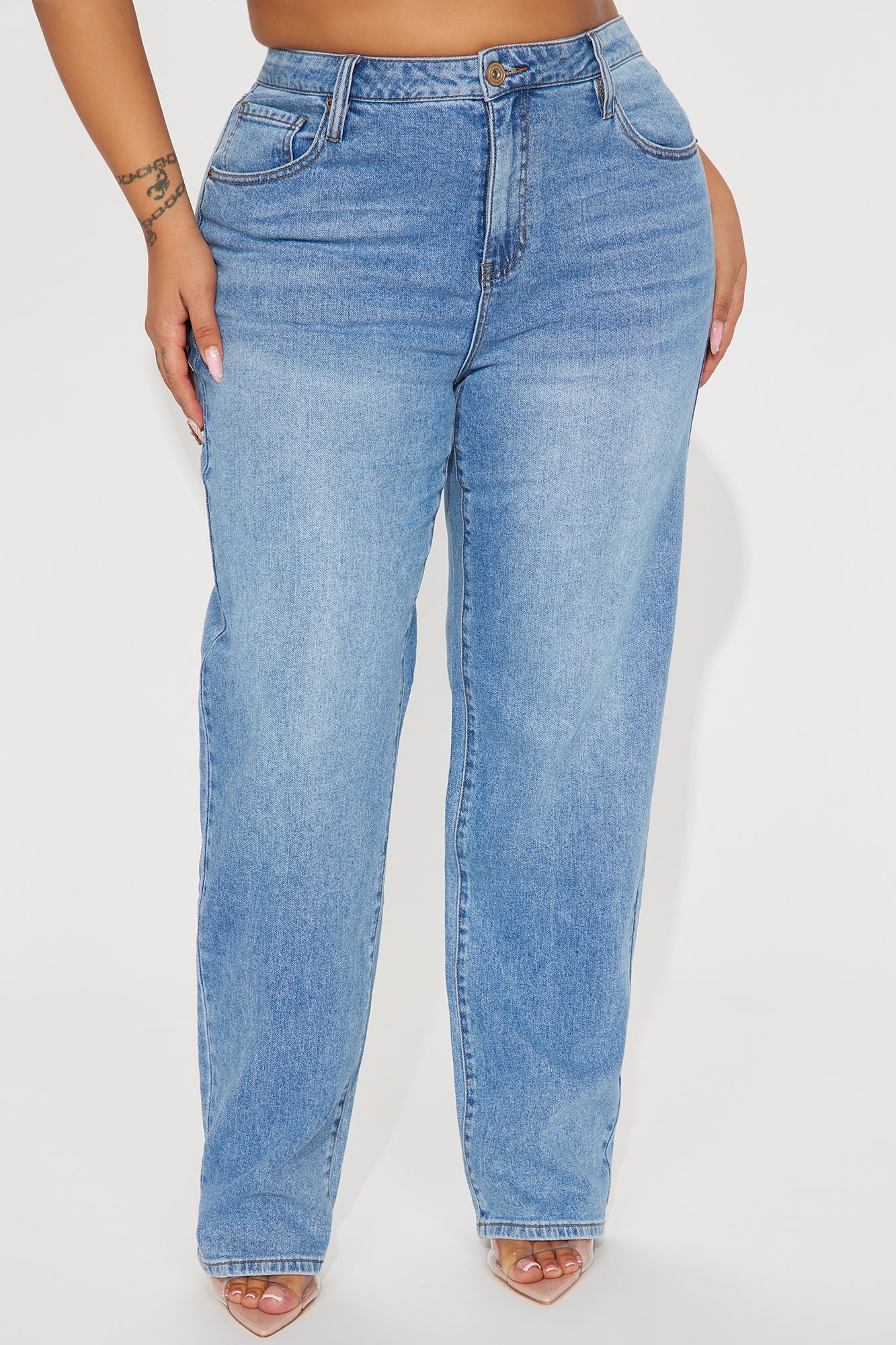 Leaving You Behind Stretch Straight Leg Jeans - Medium Wash
