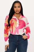 To The Tropics Long Sleeve Mesh Top - Pink/combo