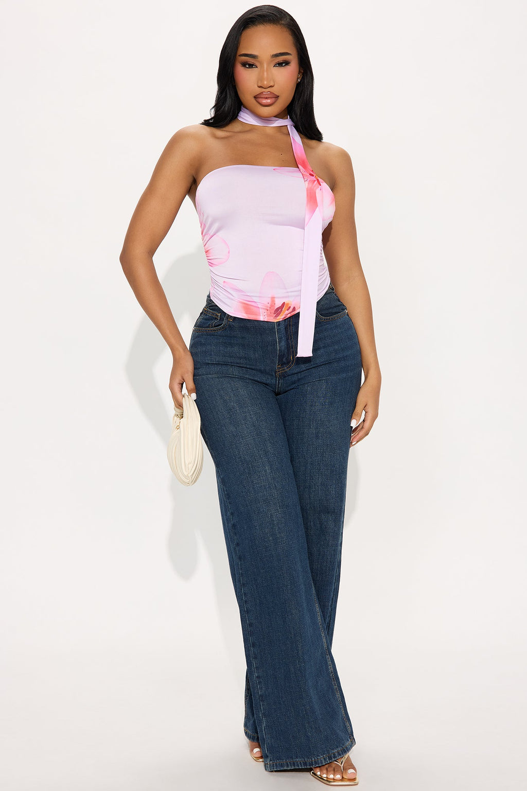 Endless Views Tube Top & Scarf 2 Piece Set - Pink/combo