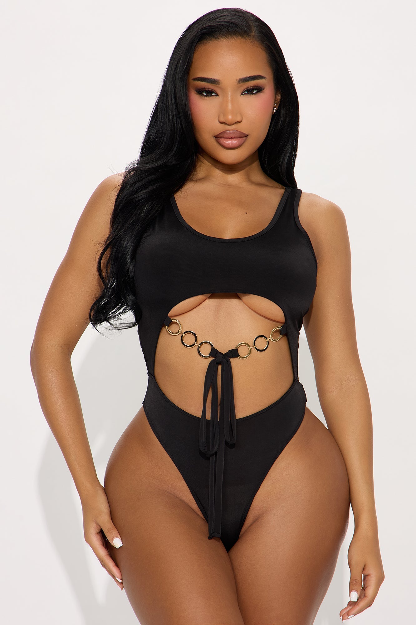 Dominant Girly High Cut Bodysuit - Black