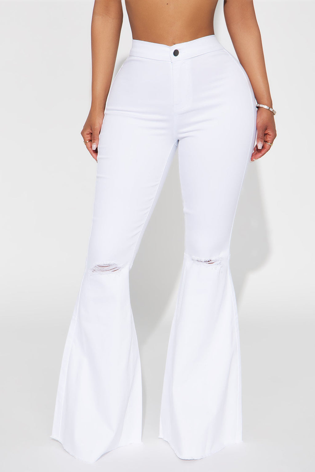 Mystery Solved Extreme Bell Bottom Jeans - White