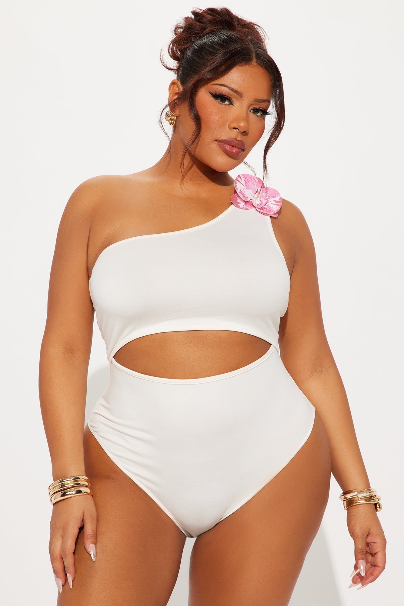 Lounging Pool Side One Shoulder Bodysuit - Cream