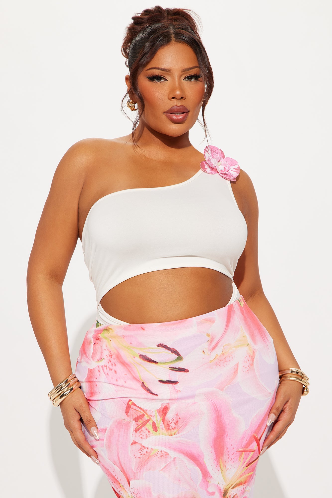 Lounging Pool Side One Shoulder Bodysuit - Cream