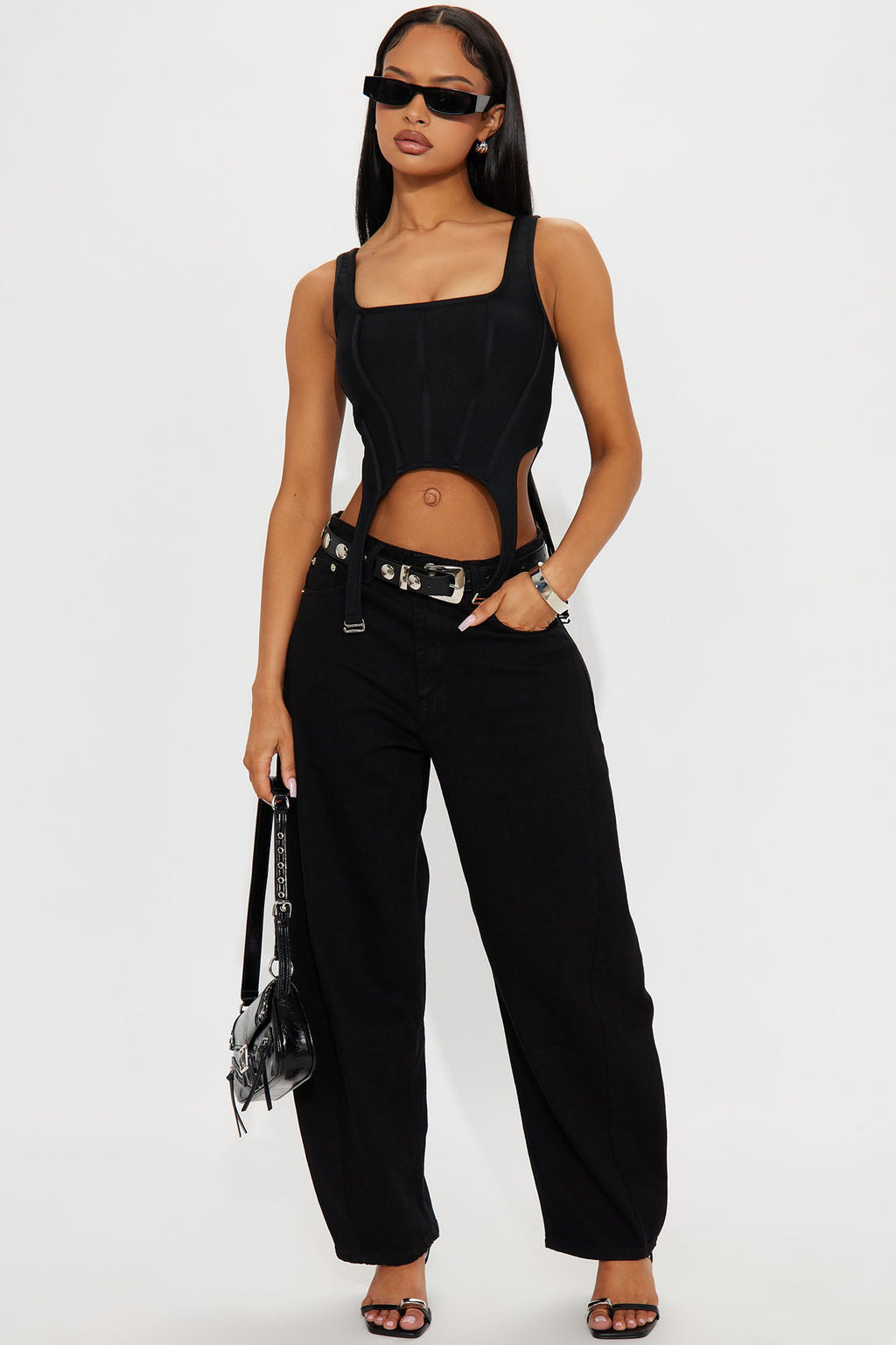 Sapphire Bandage Corset Garter Strap Top - Black