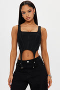 Sapphire Bandage Corset Garter Strap Top - Black