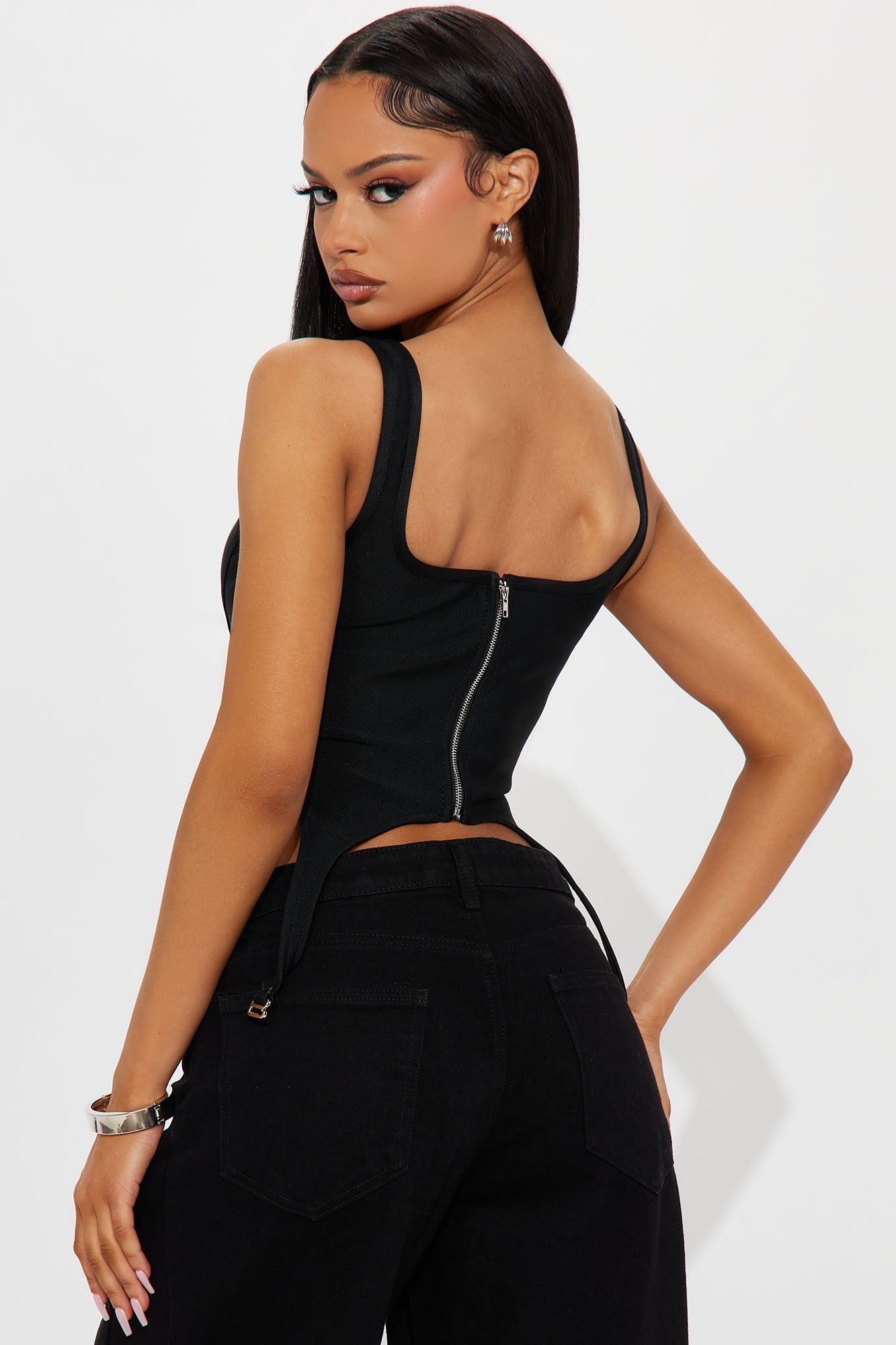 Sapphire Bandage Corset Garter Strap Top - Black