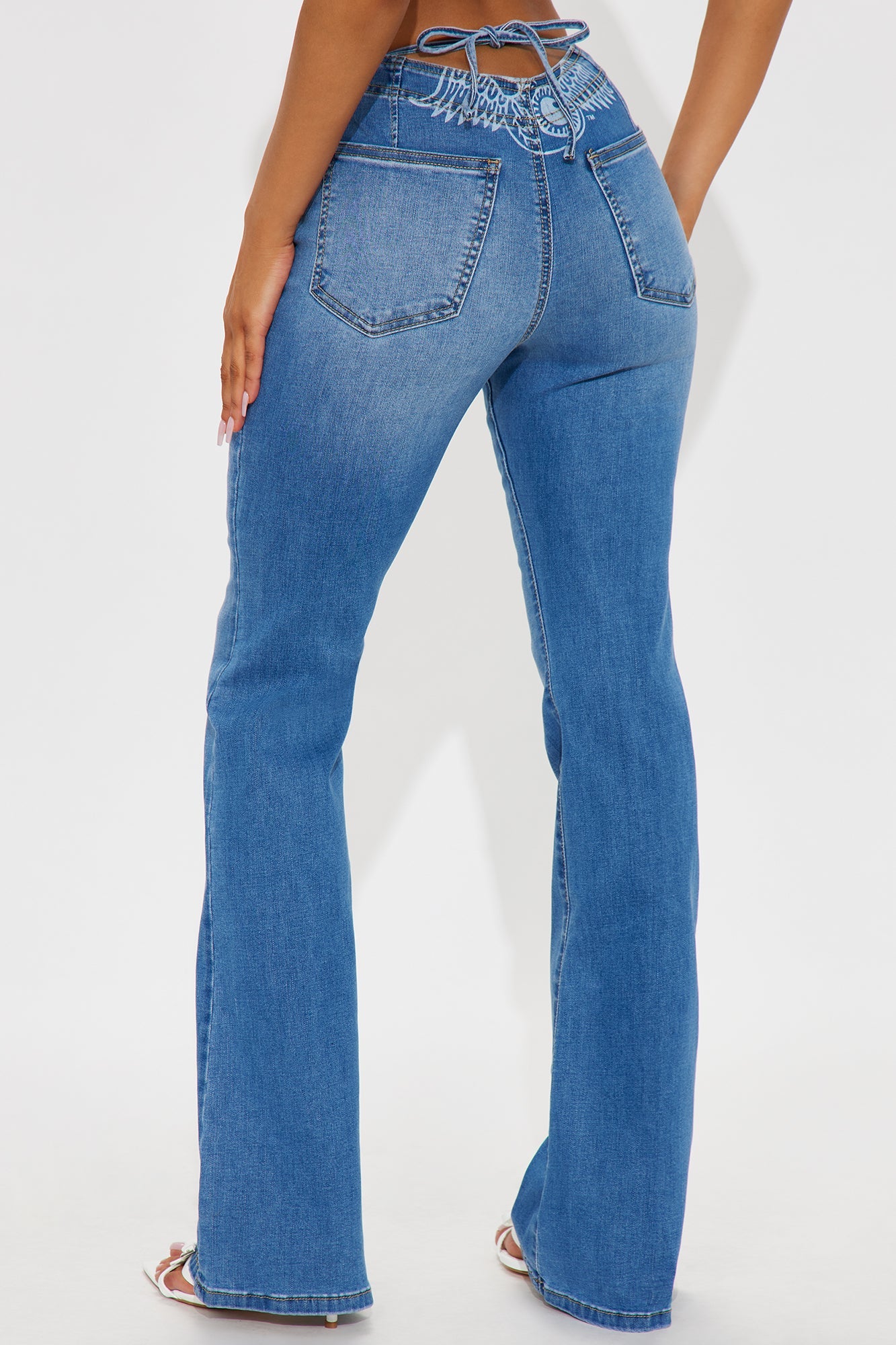 Von Dutch Patchwork Flare Leg Jeans - Medium Wash