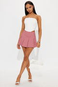 Annie Gingham Micro Mini Skort - Red
