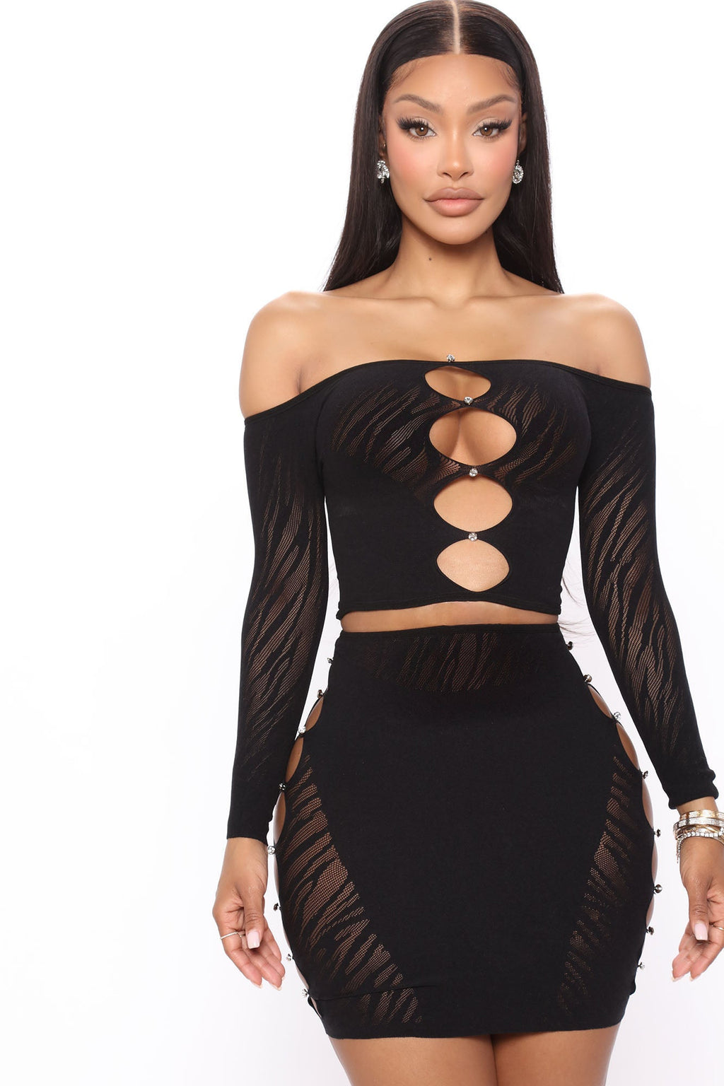 Made You Look Skirt Set - Black