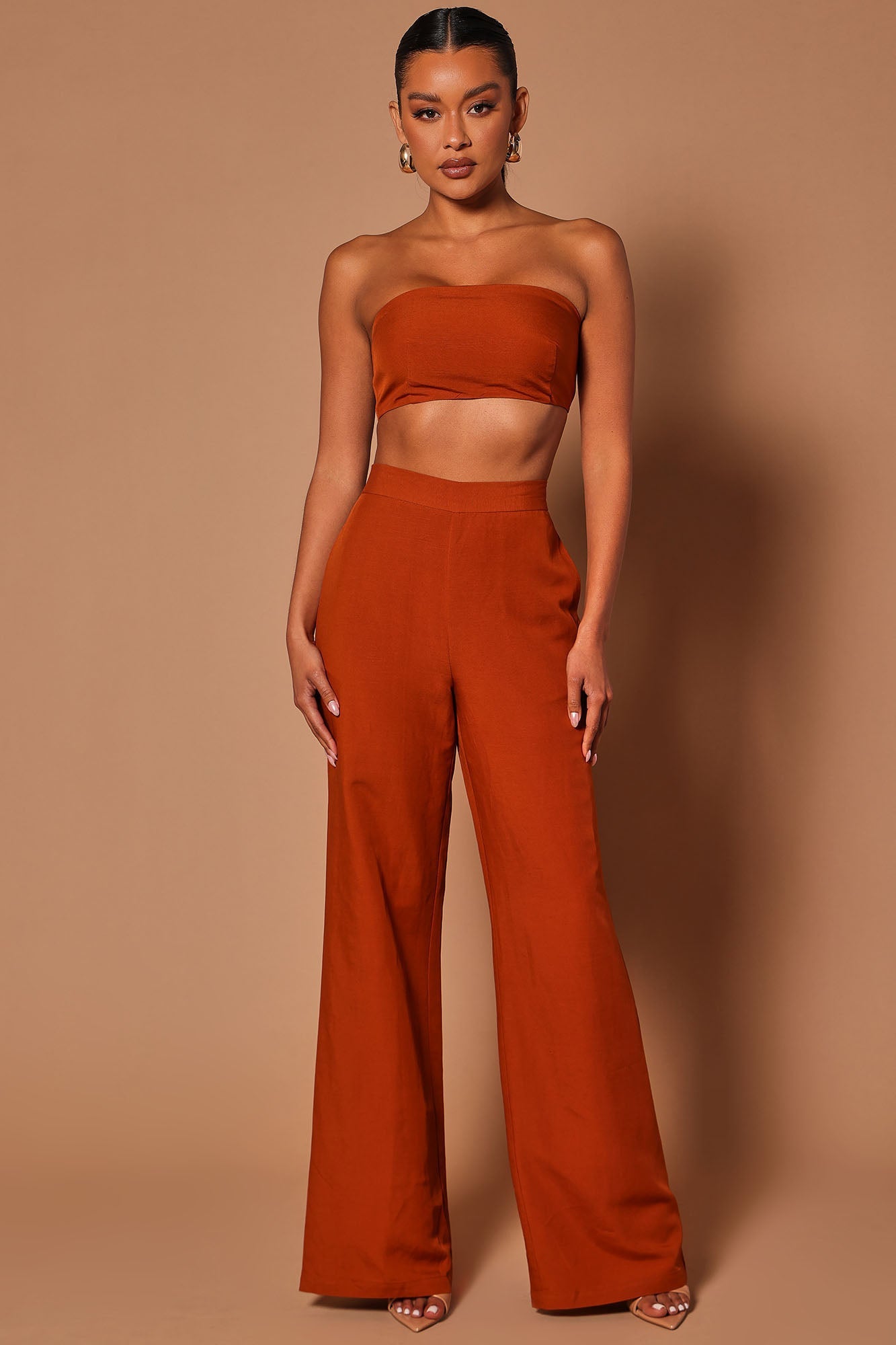 Deena Linen Crop Top - Rust
