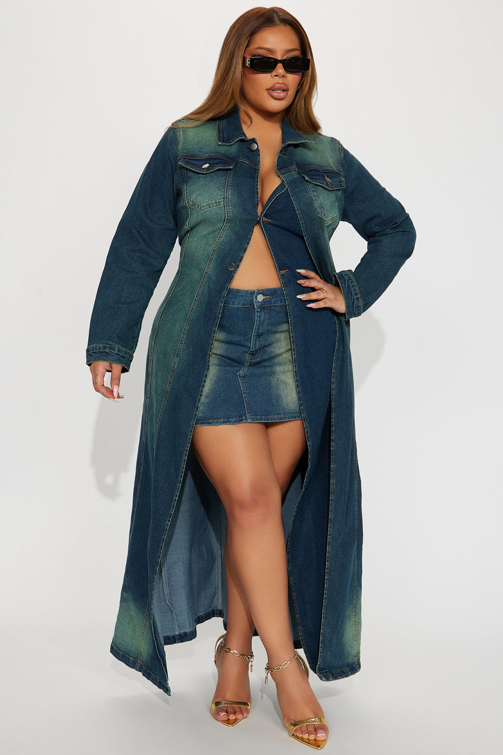 Follow My Lead Denim Trench - Dark Wash