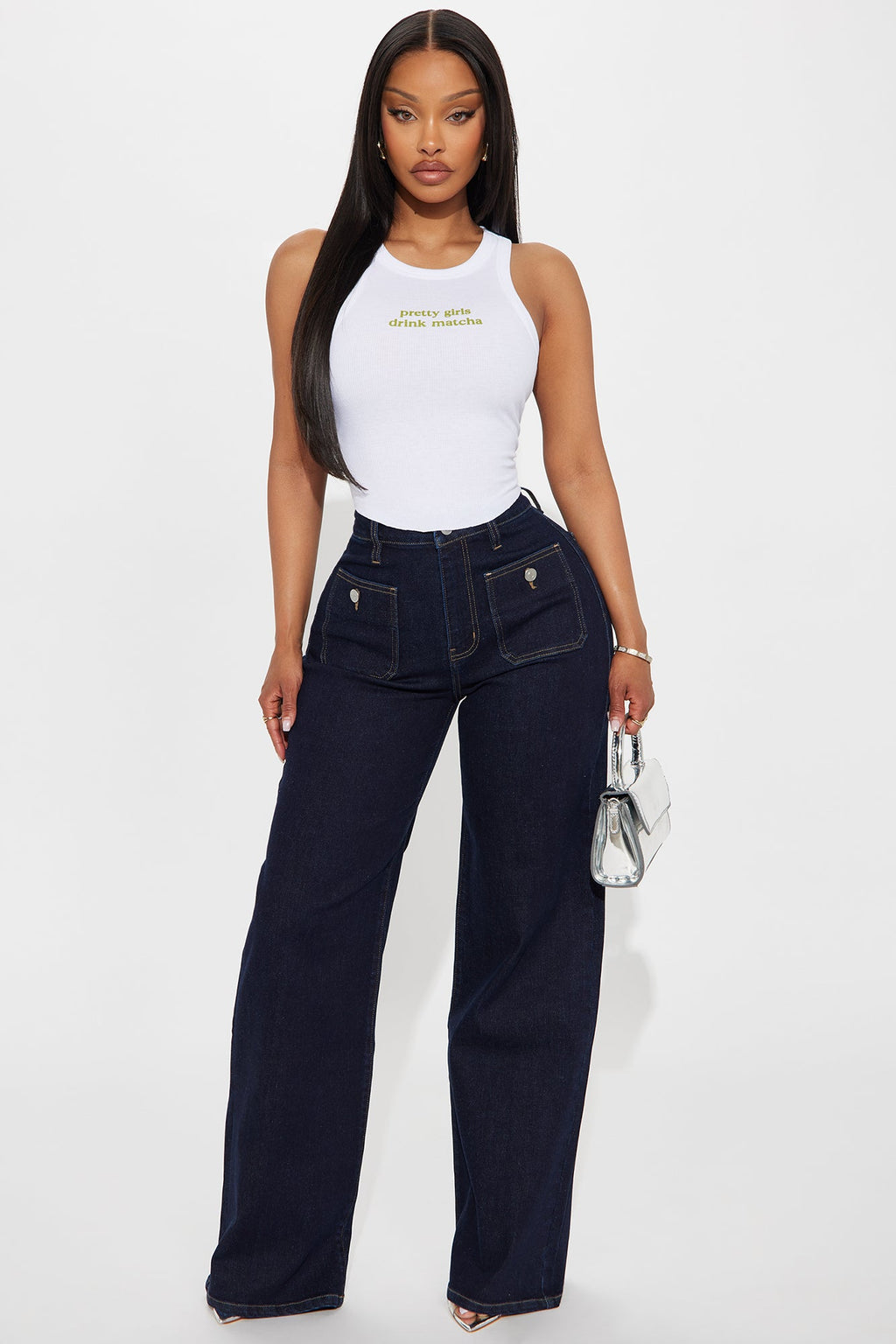 Director's Cut High Rise Loose Wide Leg Jeans - Dark Wash