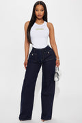 Director's Cut High Rise Loose Wide Leg Jeans - Dark Wash