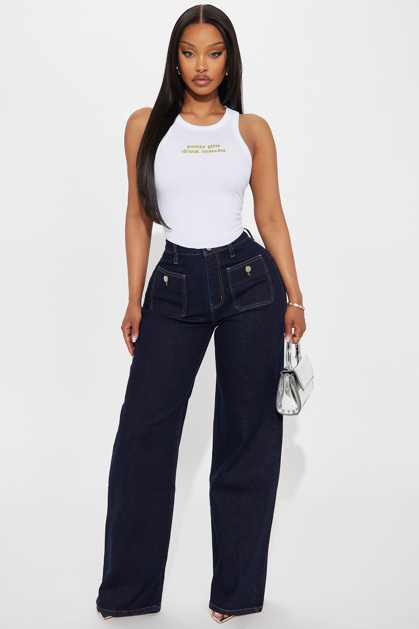 Director's Cut High Rise Loose Wide Leg Jeans - Dark Wash