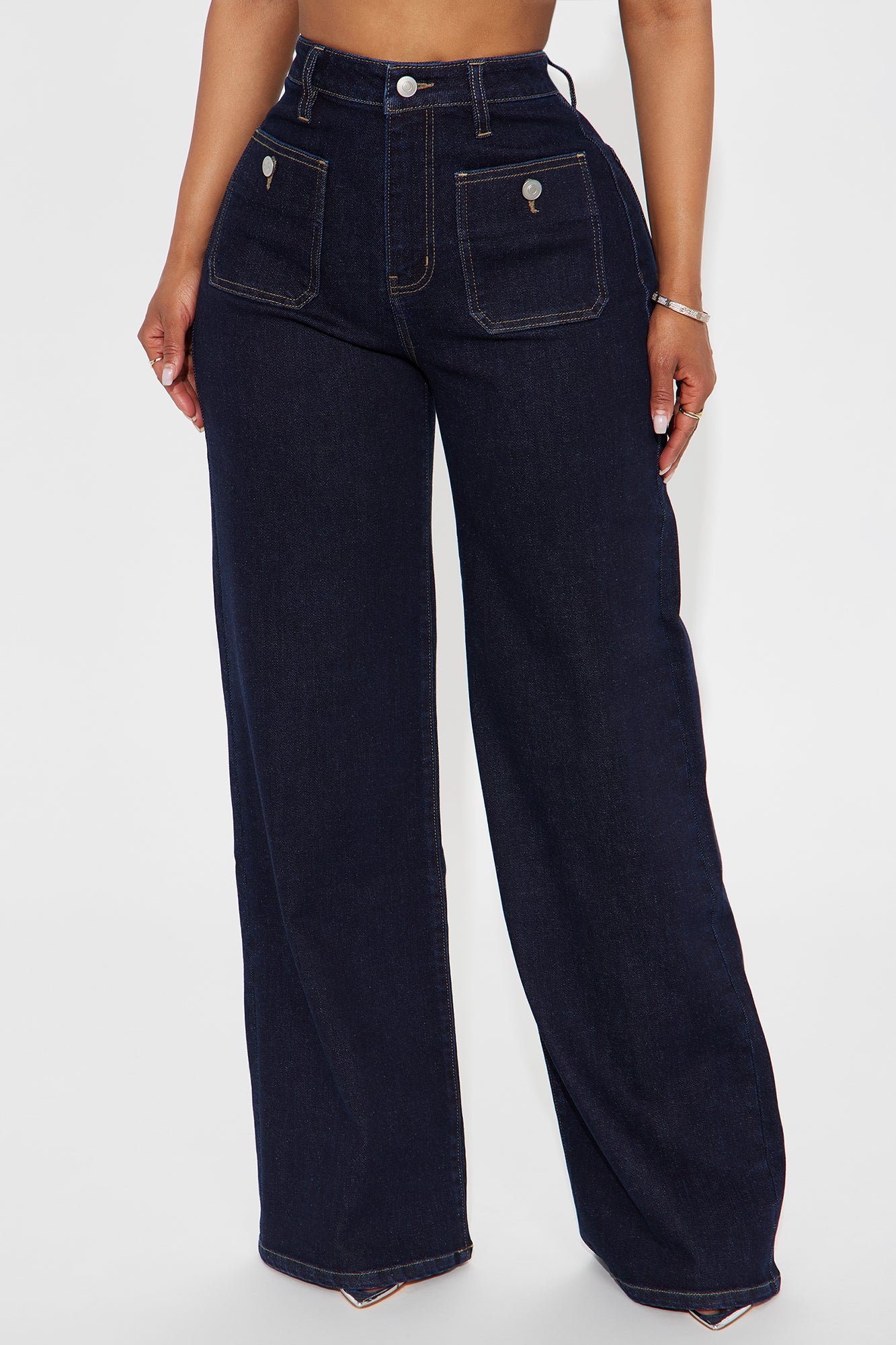 Director's Cut High Rise Loose Wide Leg Jeans - Dark Wash