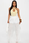 Missa Eyelet Wide Leg Jogger - White