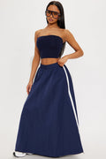 Nadia Windbreaker Maxi Skirt - Navy/combo