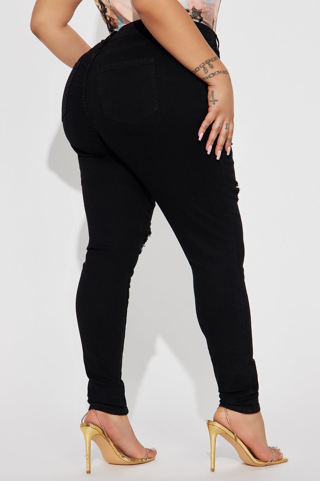 Decker Ripped High Rise Stretch Skinny Jeans - Black