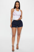 Feeling Bubbly Denim Bloomer Shorts - Dark Wash