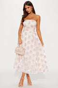 Falling For You Floral Midi Dress - Blush/combo