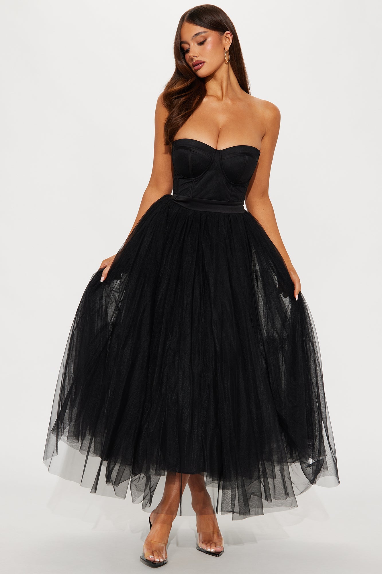 Dream Come True Tulle Midi Dress - Black