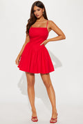 Kayla Poplin Mini Dress - Red