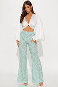 Maja Sequin Knit Flare Pant - Aqua