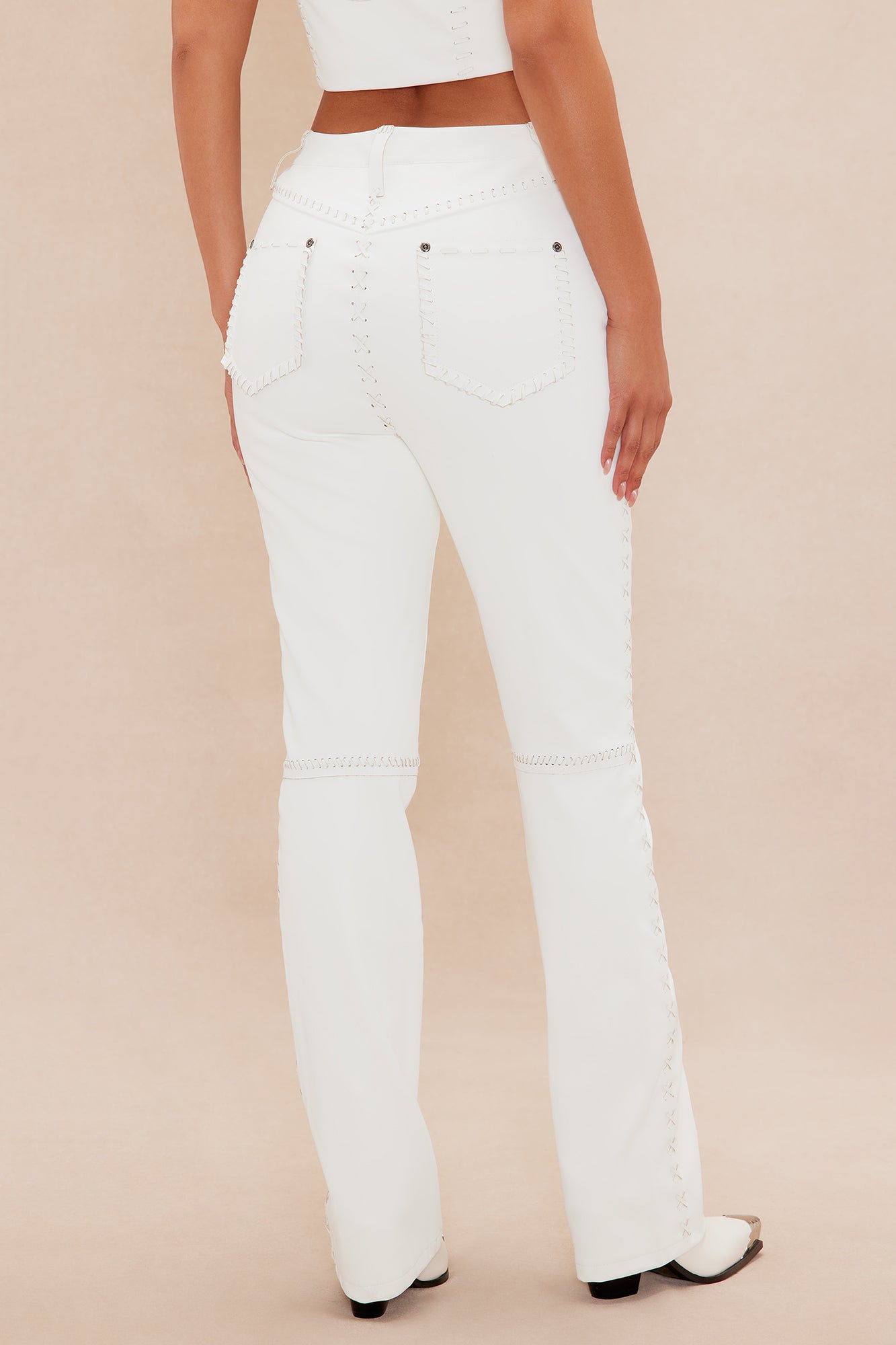 Austin Faux Leather Pant - White