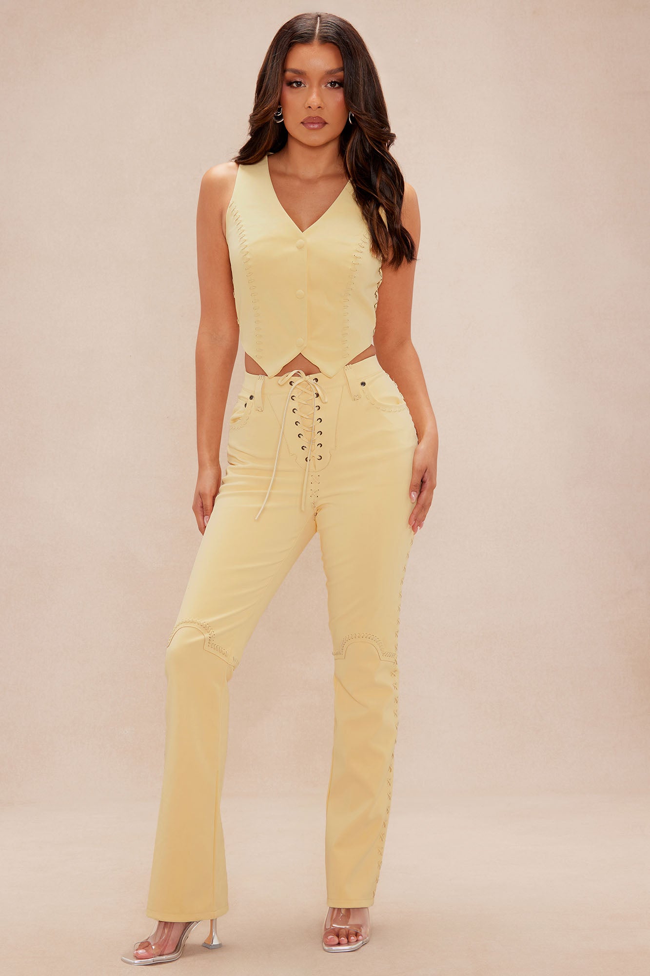 Austin Faux Leather Vest - Yellow
