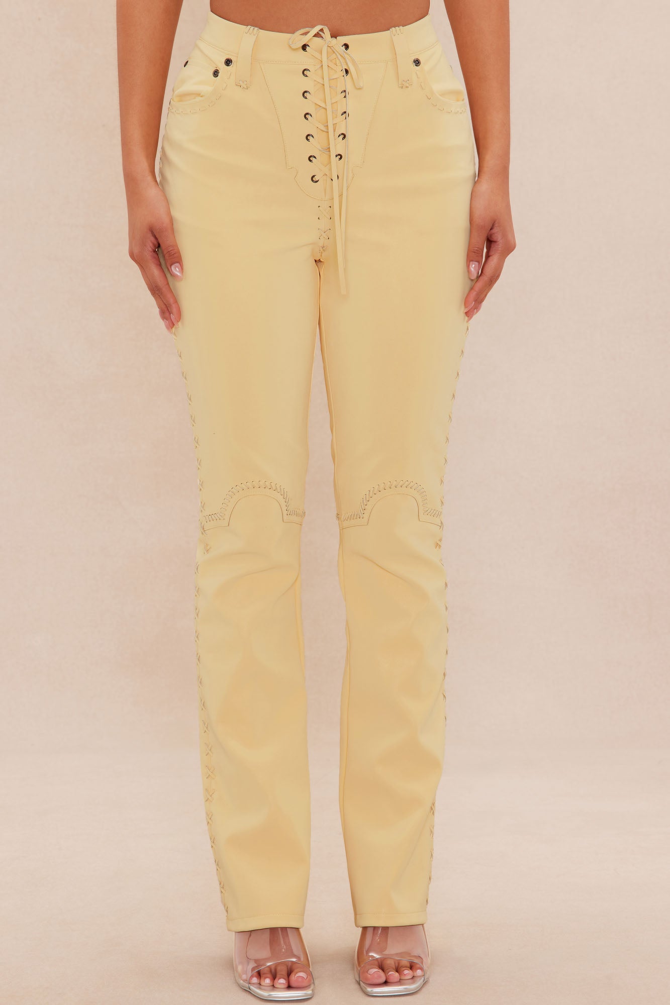 Austin Faux Leather Pant - Yellow