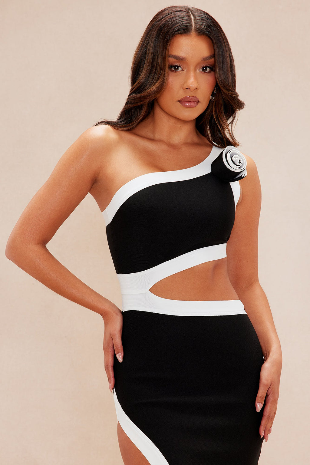 Lorenna Bandage Maxi Dress - Black/White