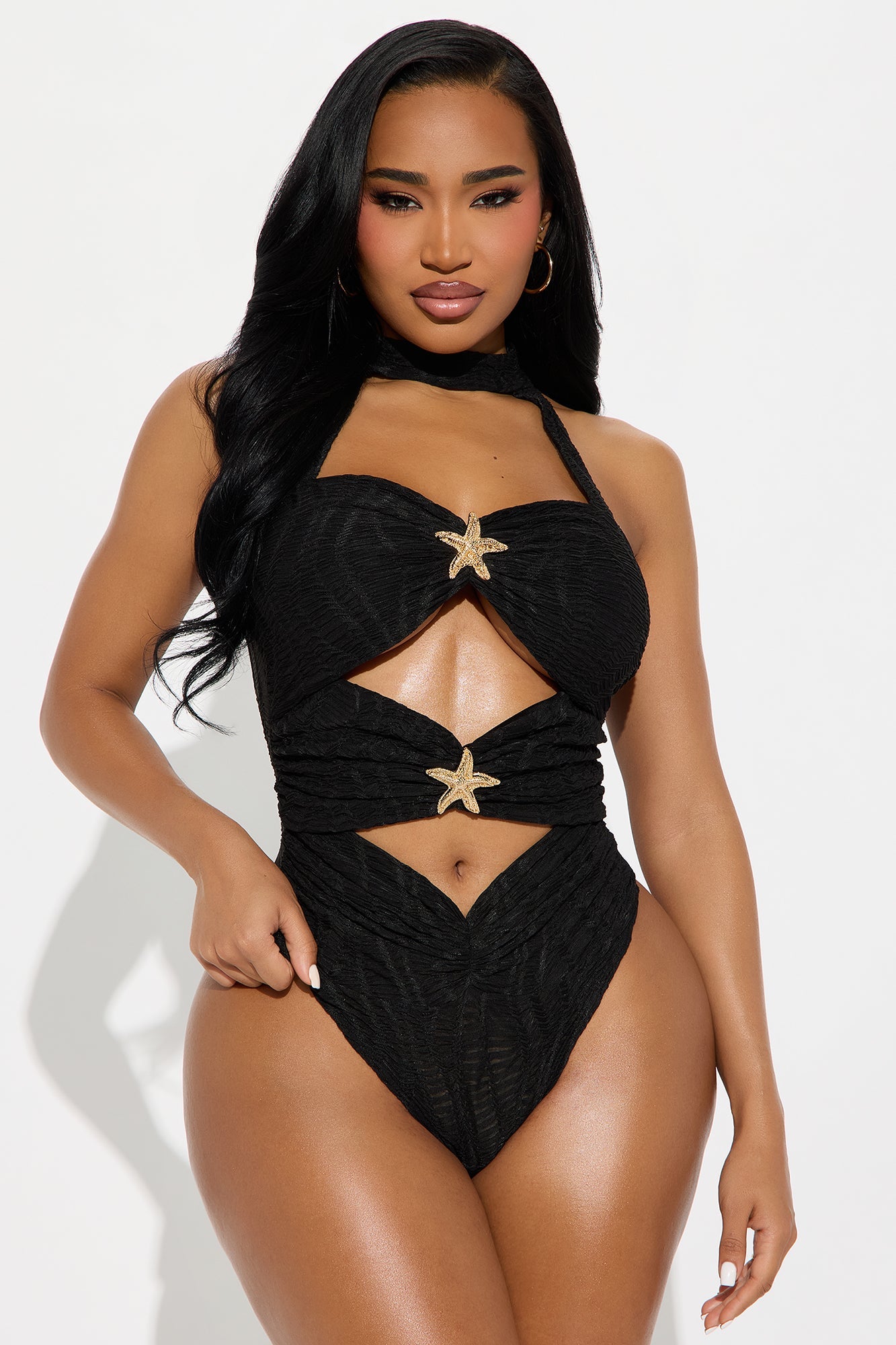 Millicent High Neck Cut Out Bodysuit - Black