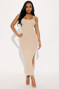 Hadley Ribbed Midi Dress - Taupe