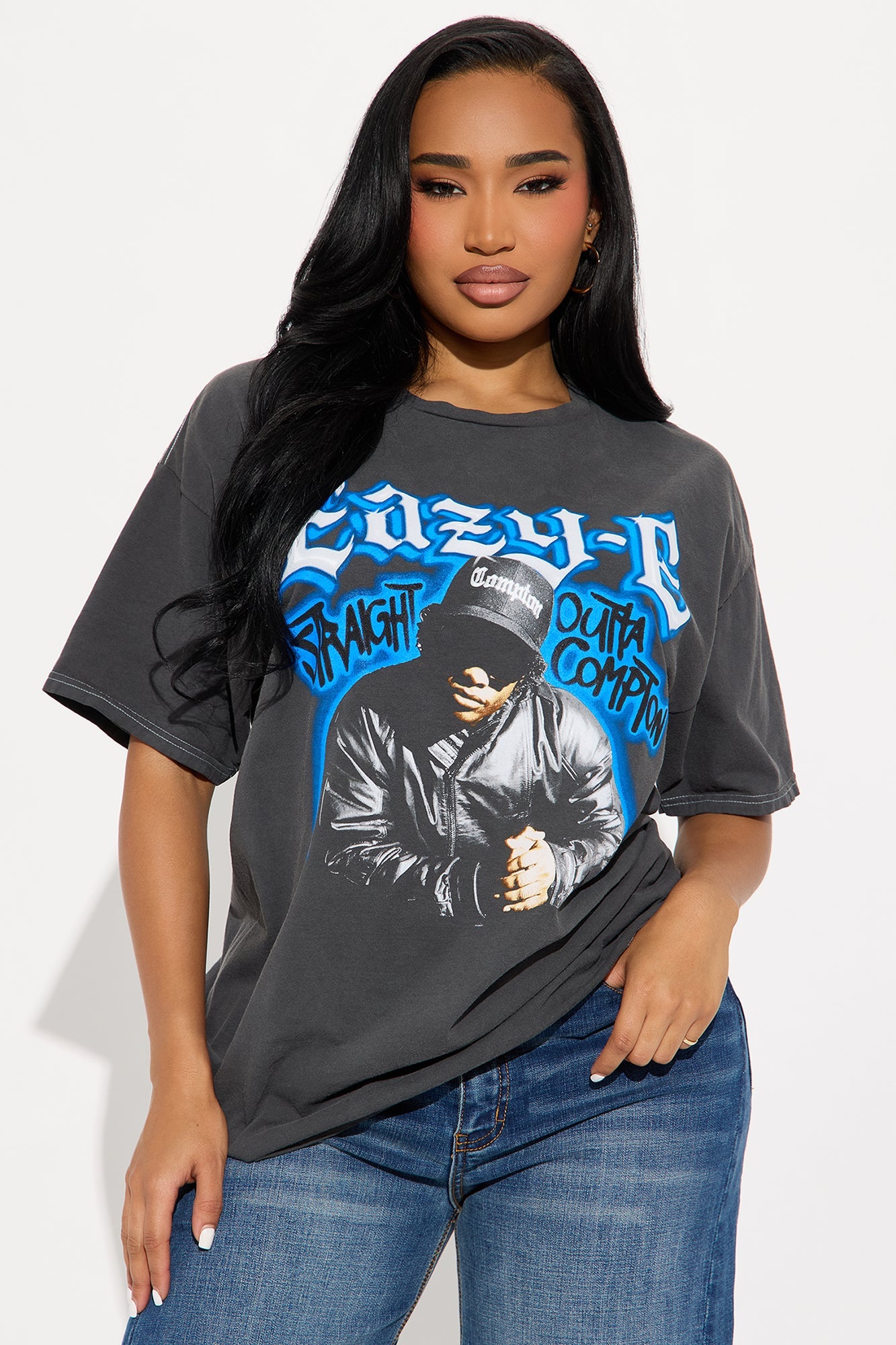 Eazy-E Compton Washed Oversized Tee - Black