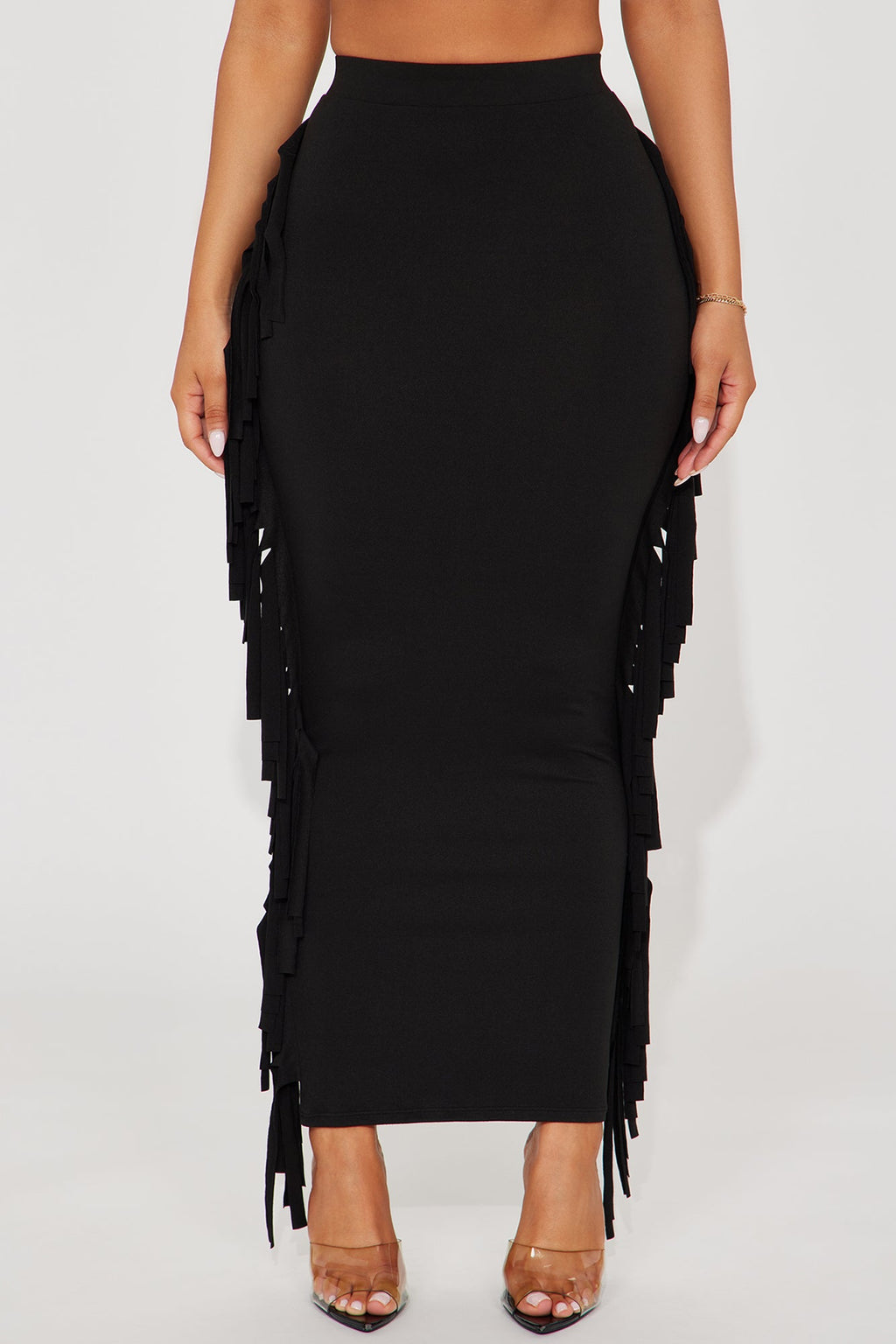 Going Places Fringe Maxi Skirt - Black