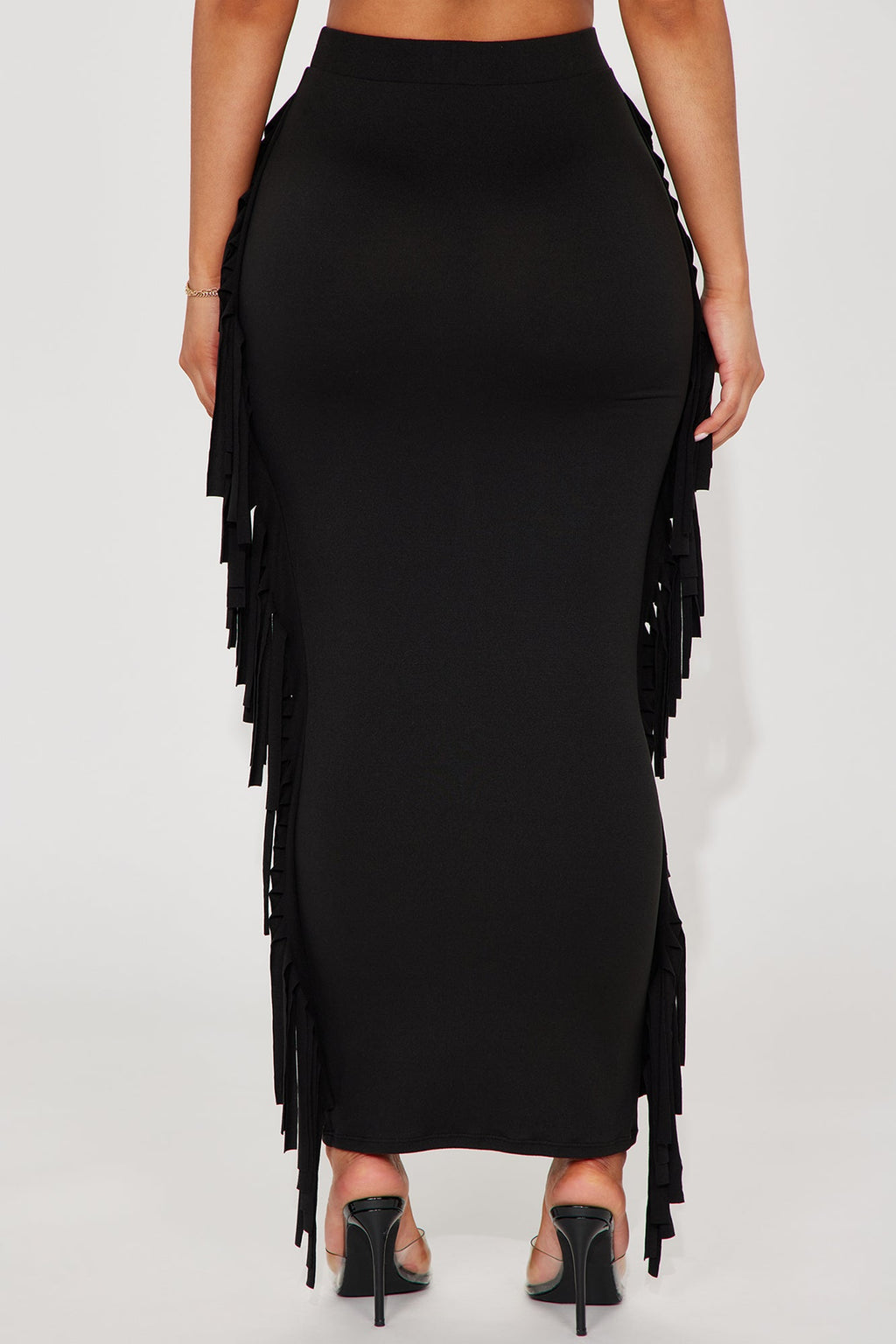 Going Places Fringe Maxi Skirt - Black