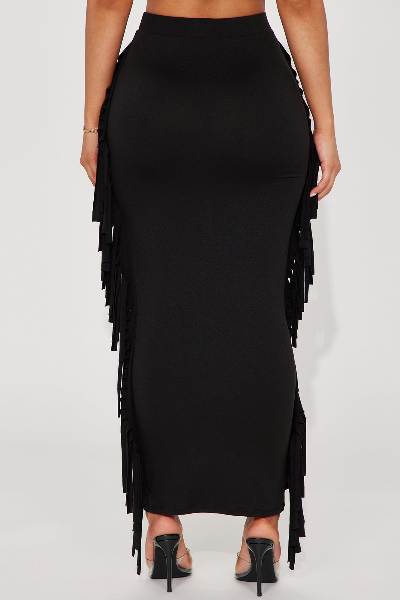 Going Places Fringe Maxi Skirt - Black