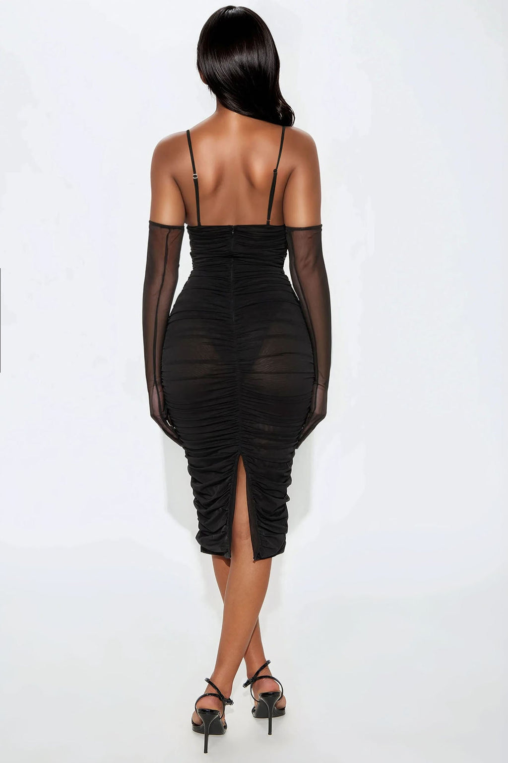 Fabulous Fun Sheer Mesh Midi Dress - Black