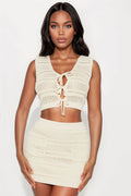 Sophie Crochet Mini Skirt Set - Cream