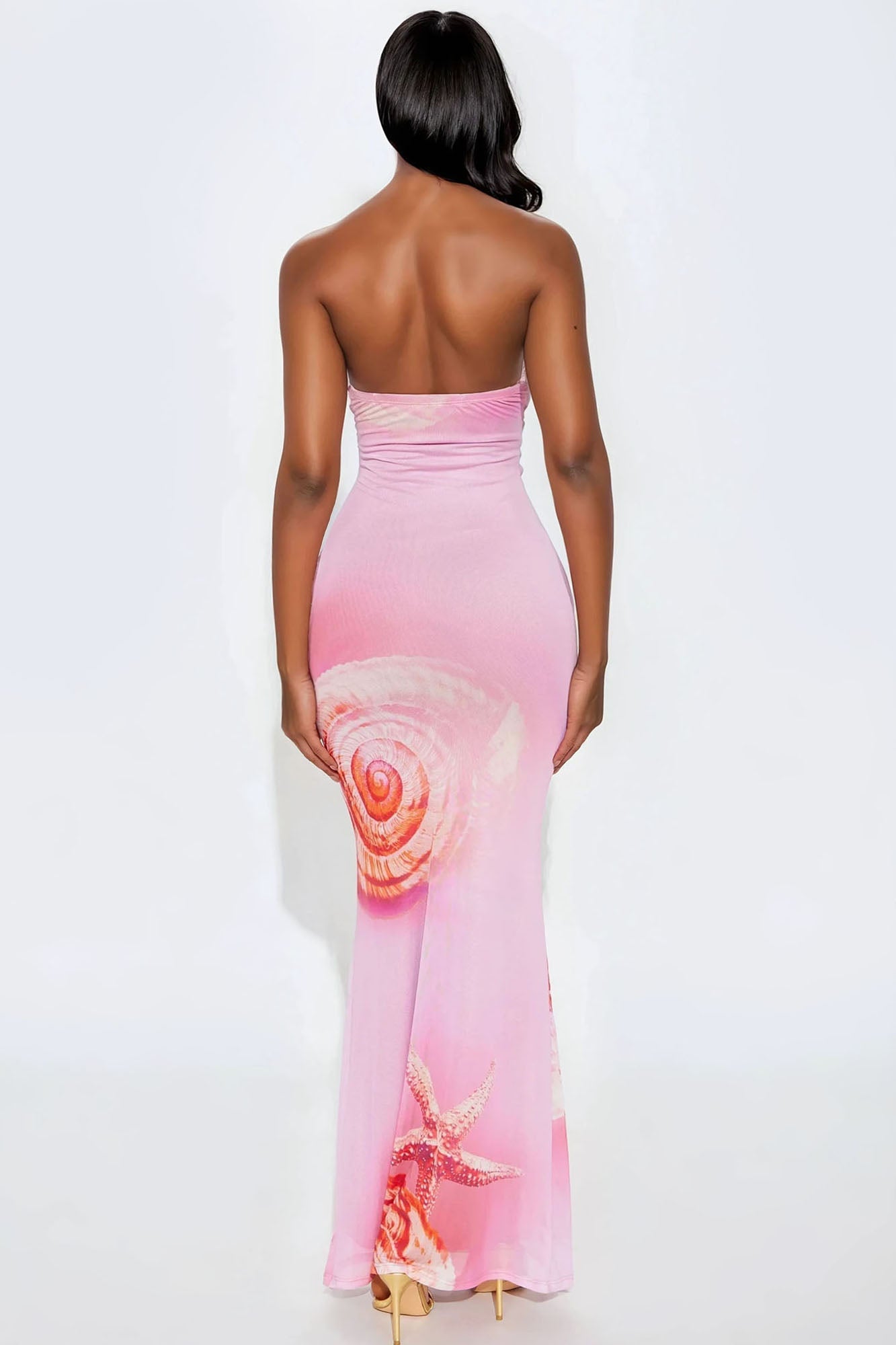 Seashells Mesh Maxi Dress - Pink/combo