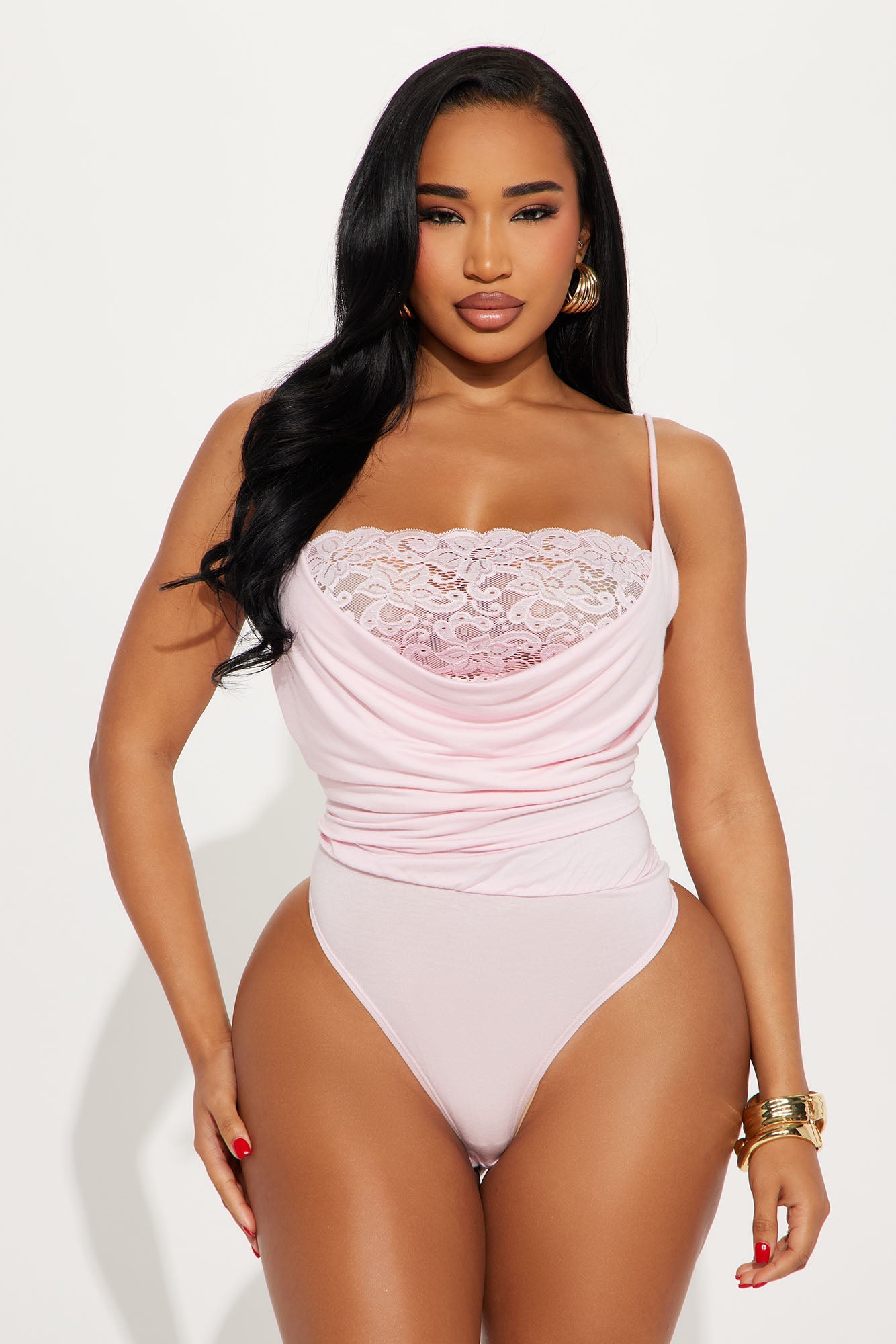 Flirty Feels Lace Detail Bodysuit - Blush