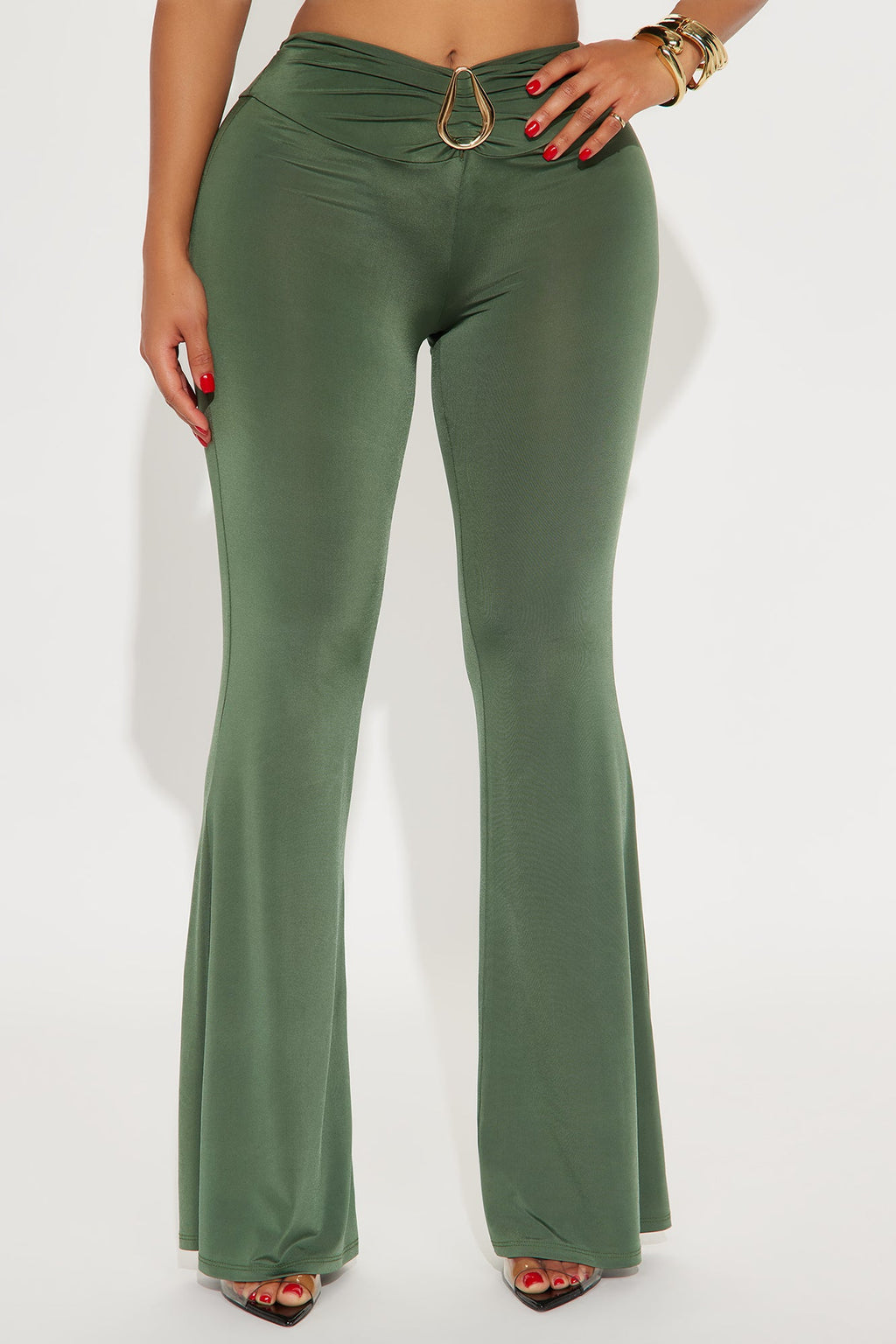 Pure Temptation Low Rise Flare Pant - Olive