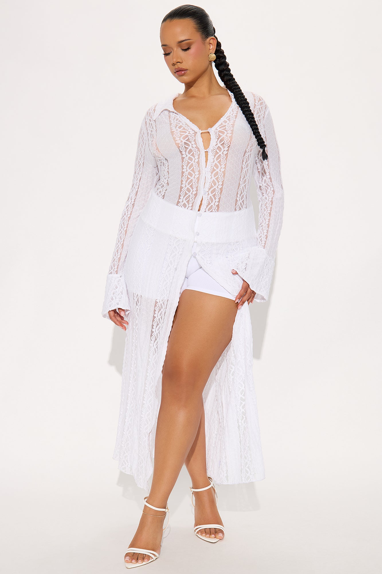 Aisha Lace Duster - White
