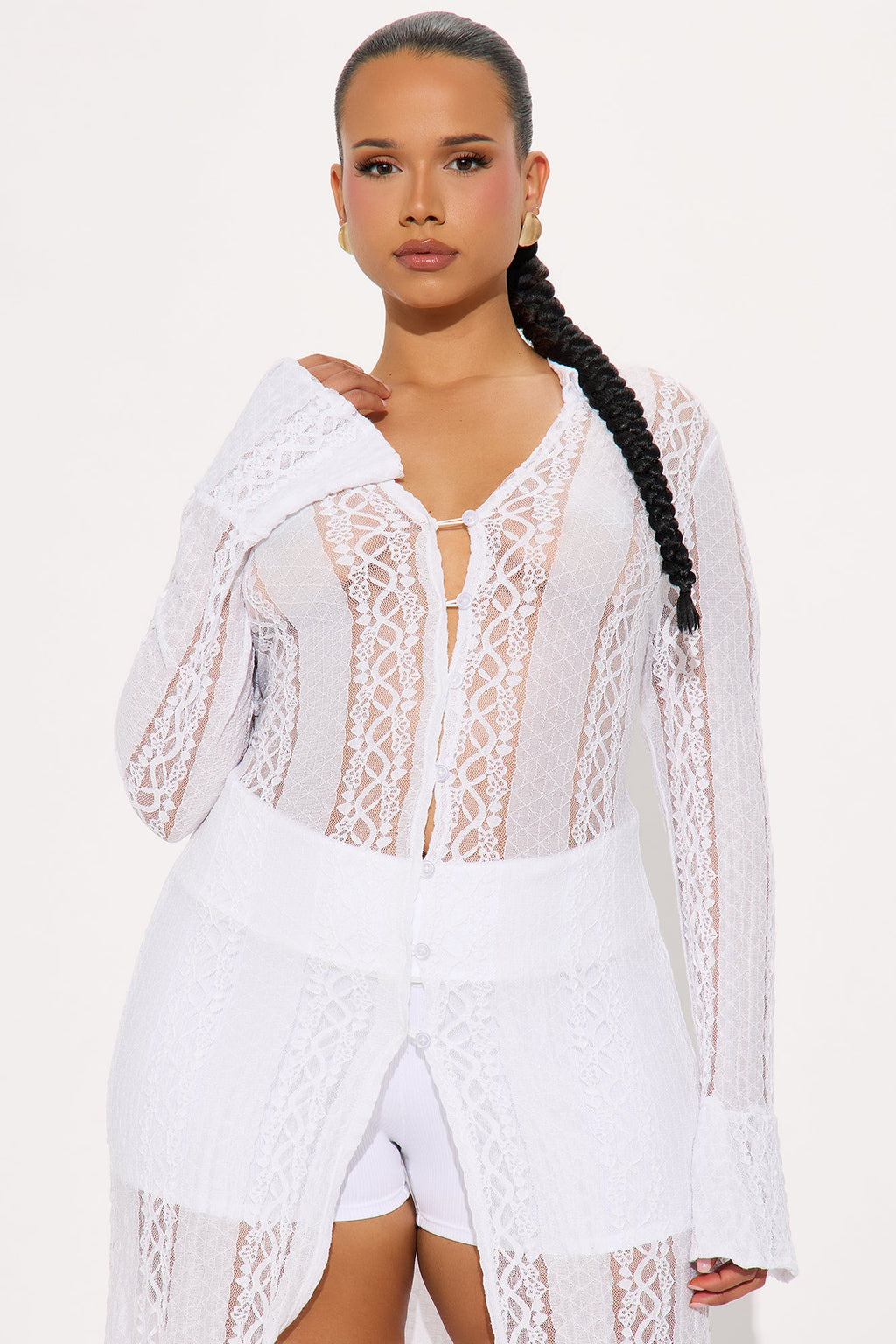 Aisha Lace Duster - White