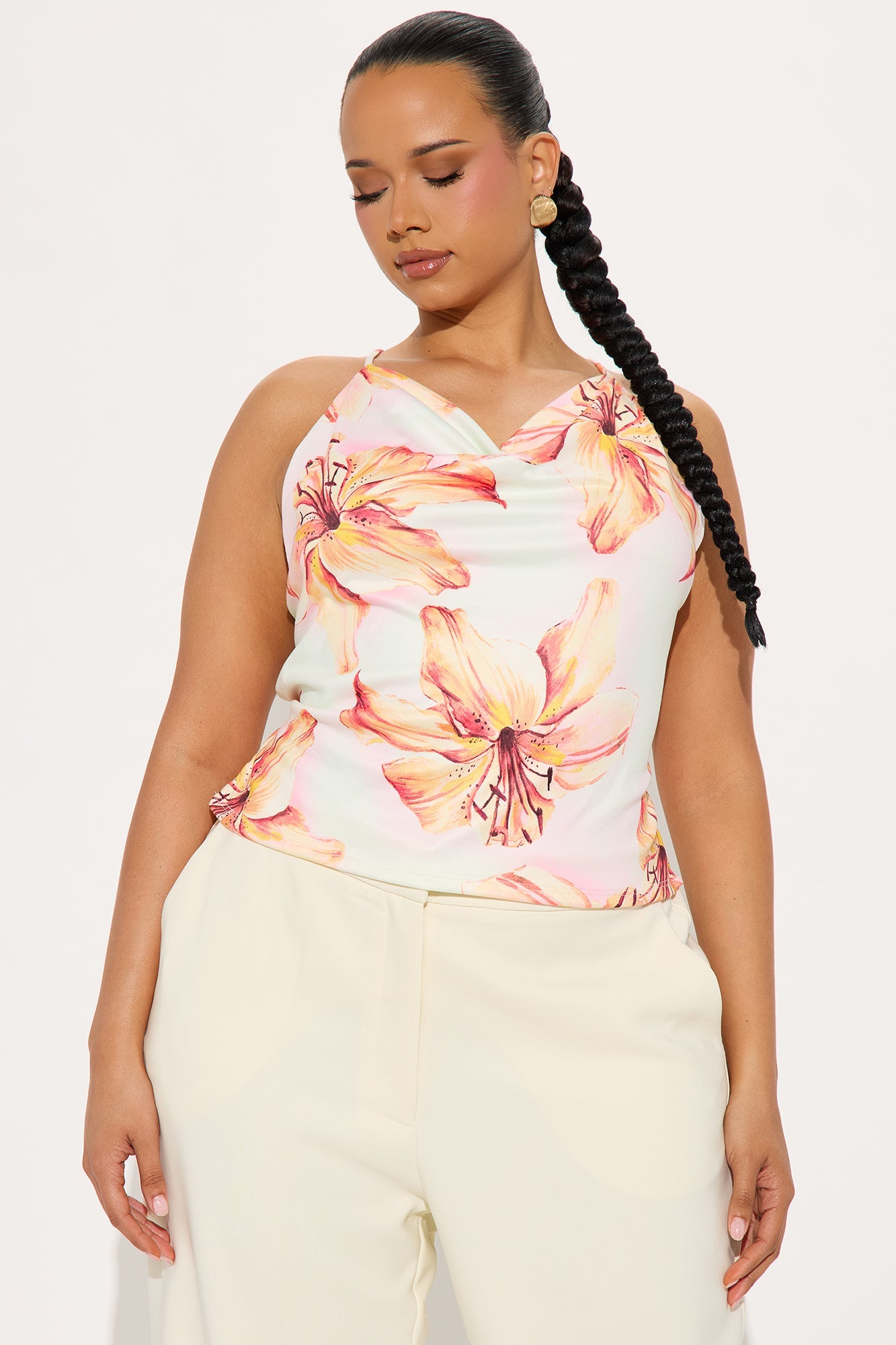 My Happy Place Backless Cowl Neck Top - Multi Color