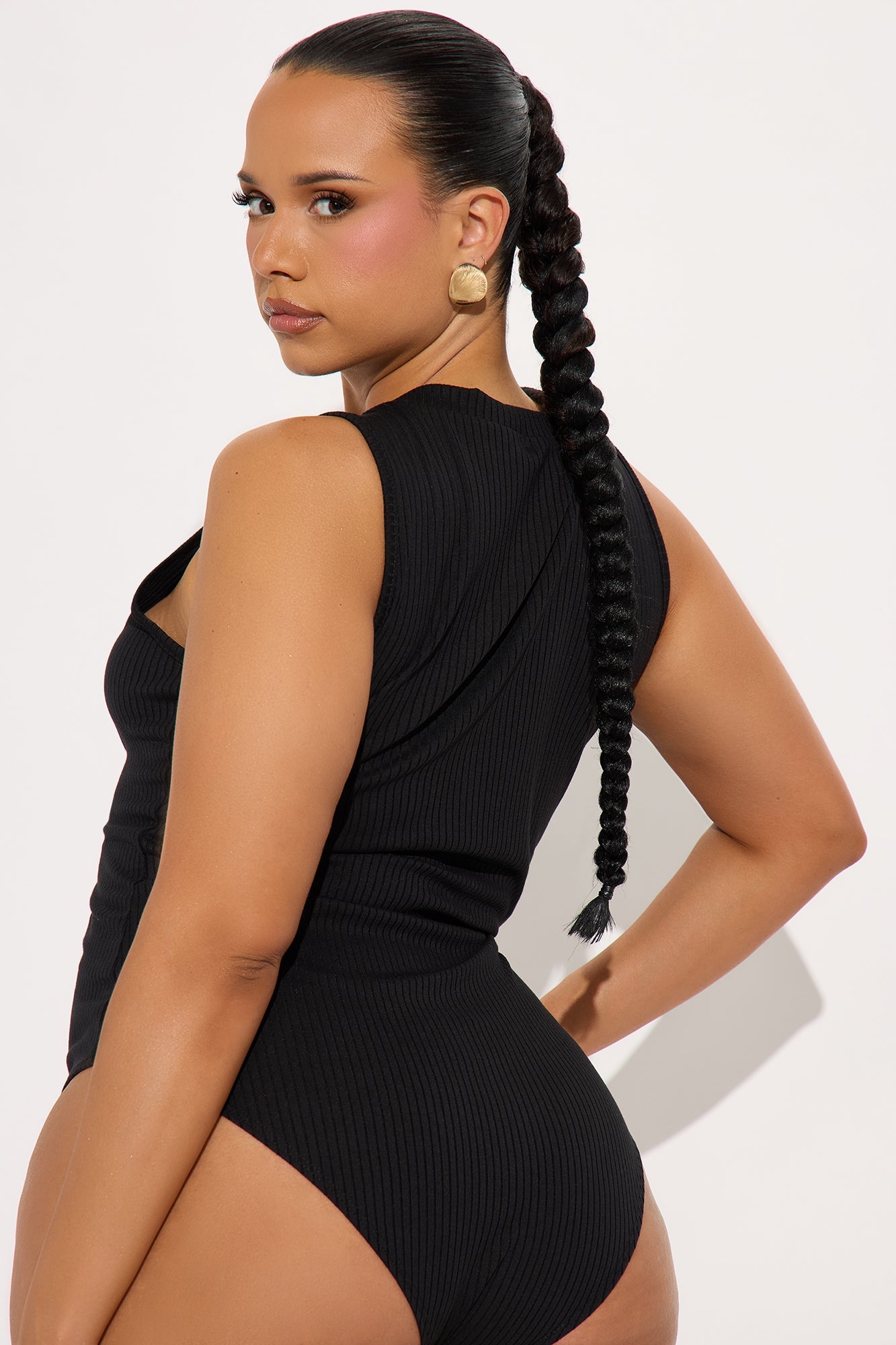 Set Free Deep V-Neck Bodysuit - Black