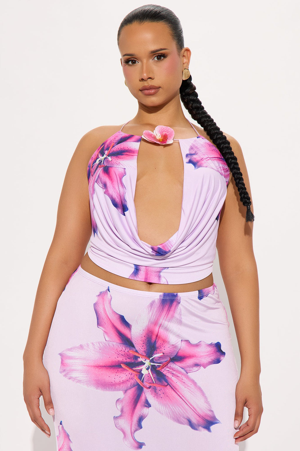 Pretty In Petals Maxi Skirt Set - Lilac